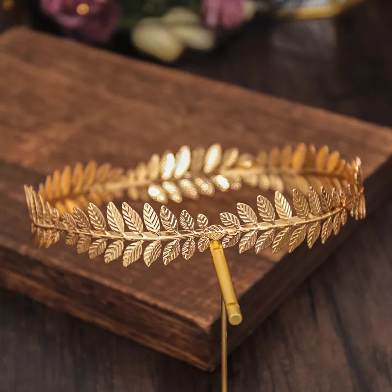 Gold Leaf Tiara Crown Greek Caesar Athena wreath headdress surethings
