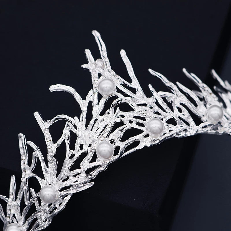 Ice queen woodland Tiara Crown Goth Winter Evil diadem headdress jewelry bridal cosplay Wedding pageant royalty