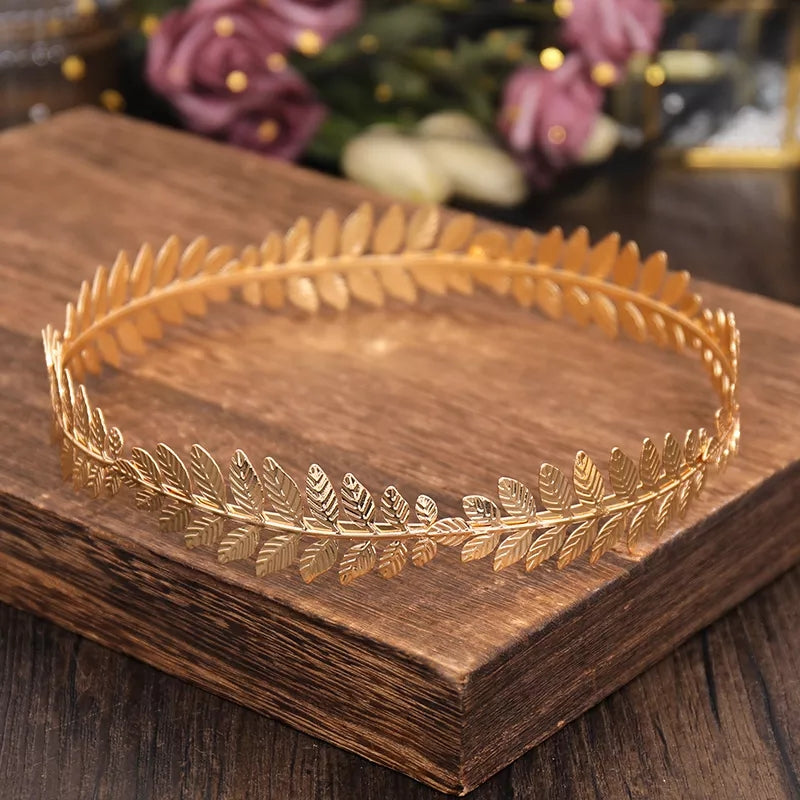 Gold Leaf Tiara Crown Greek Caesar Athena wreath headdress surethings