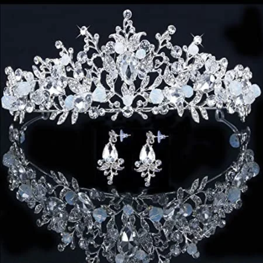 Silver Light blue Princess Tiara Detail Princess Queen headdress bridal cosplay diadem 