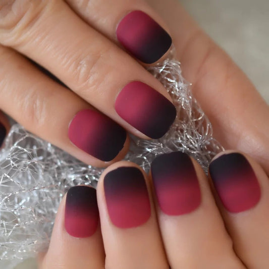 24PCS Red & Black Ombre Short Press-On Nails – Gothic, Edgy & Effortlessly Trendy Glue-On Set surethings