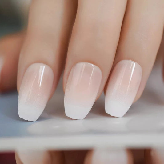 24 ombre French tip press on nails – medium long nude natural manicure set surethings