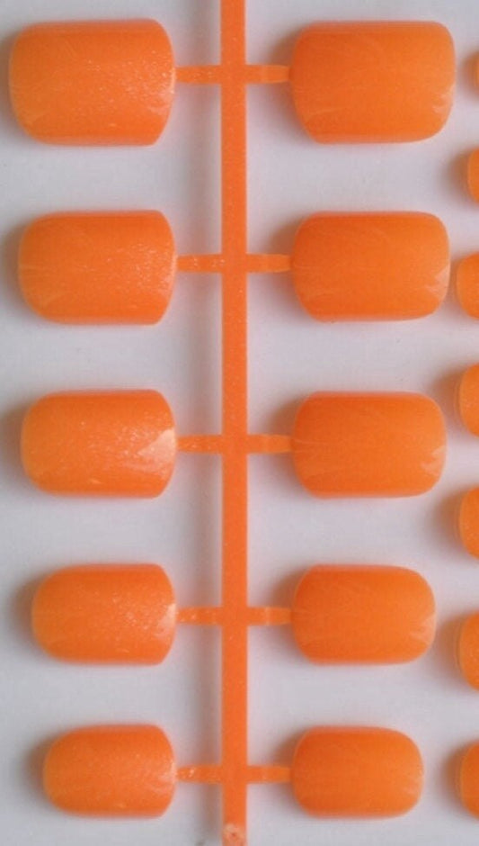 24 pcs Bright Orange Neon Summer gel Short Press on nails glue on shiny manicure 80s rave surethings