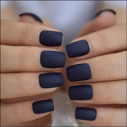 Dark Matte Purple Square Short Press On Nails – Violet 90s Goth Glue-On Set surethings