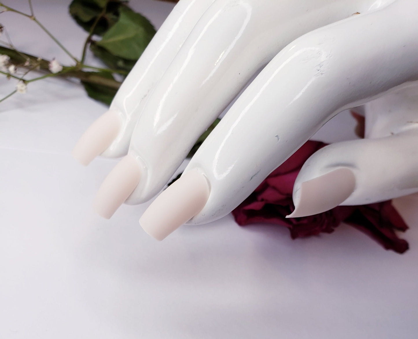 Matte beige square press on nails in cream and khaki tones – 24 pcs medium glue on kit surethings