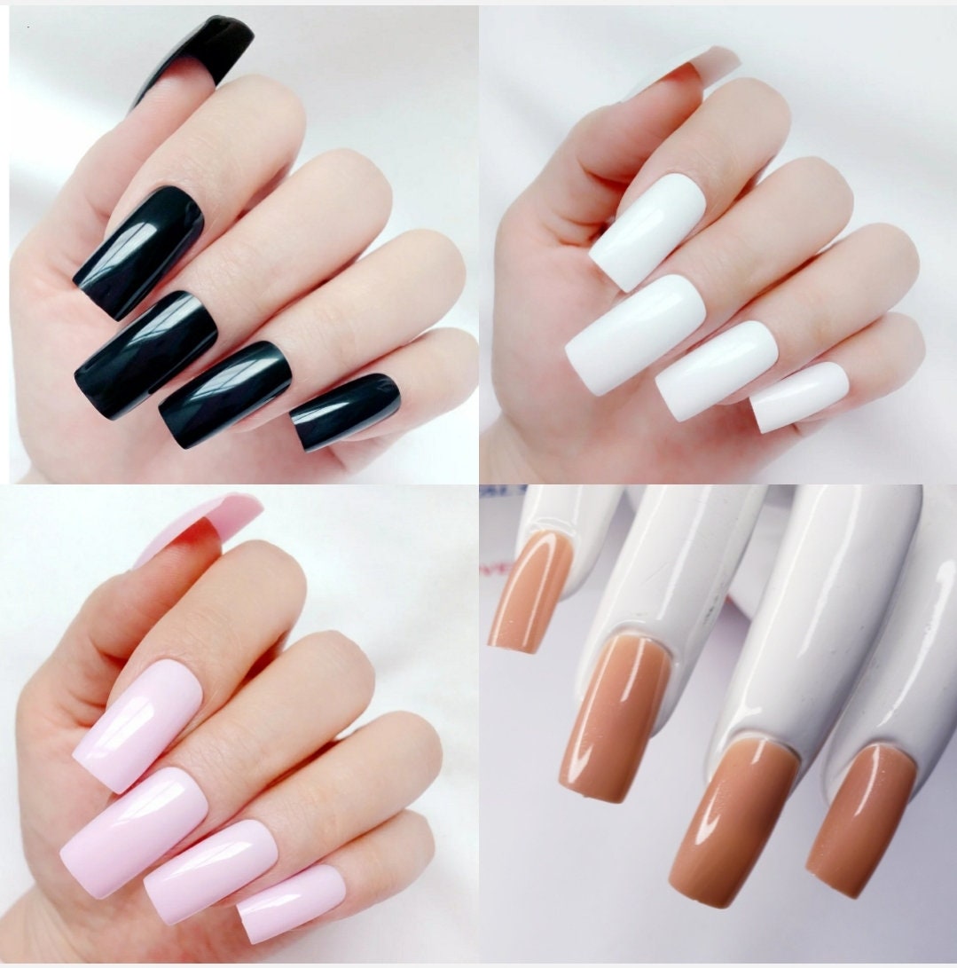 24 long square press on nails glue-on kit with 90s inspired style surethings