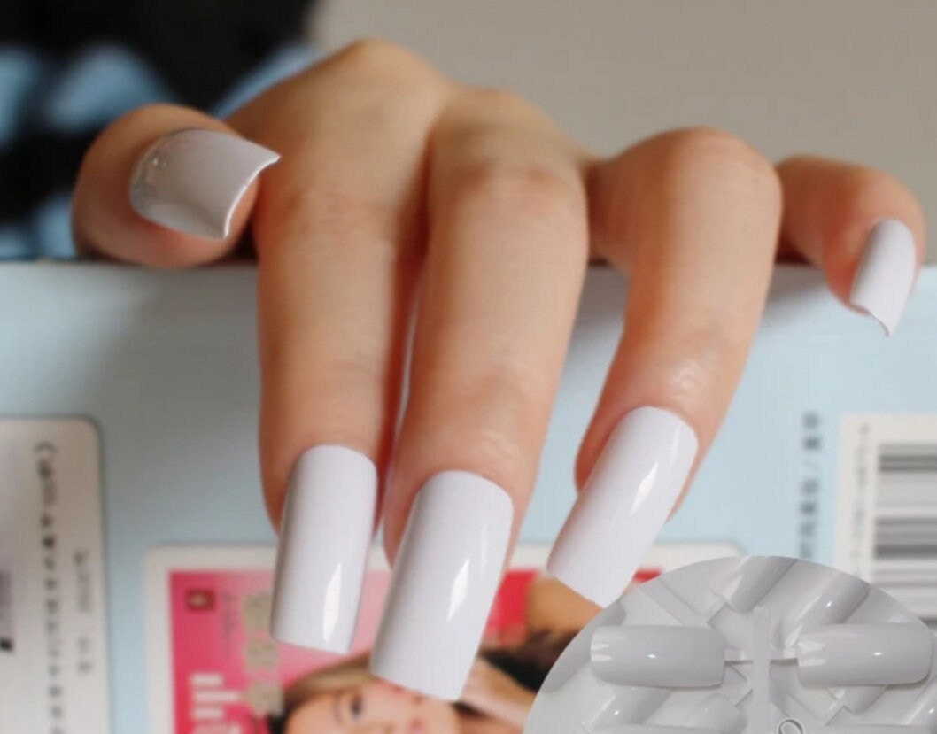 24 long square press on nails glue-on kit with 90s inspired style surethings