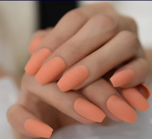 Creamsicle Pale Orange Long Press On Nails – Medium Coffin Shape (24PCS Glue-On Set)surethings