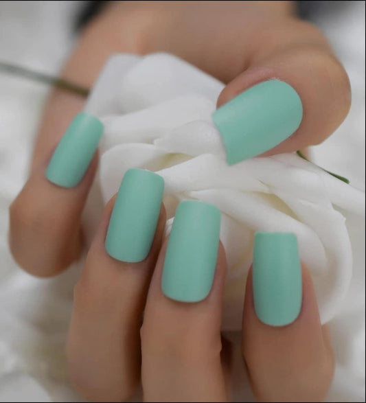 24 seafoam green matte long square press on nails kit with glue surethings