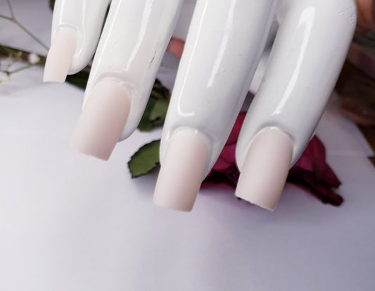 Matte beige square press on nails in cream and khaki tones – 24 pcs medium glue on kit surethings