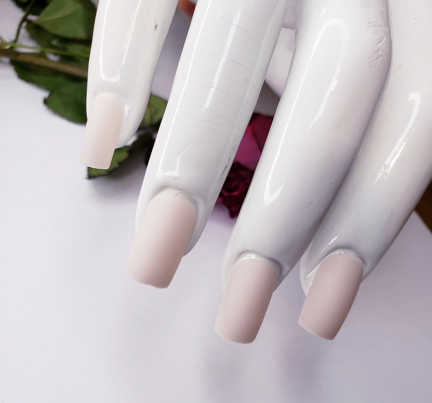 Matte beige square press on nails in cream and khaki tones – 24 pcs medium glue on kit surethings