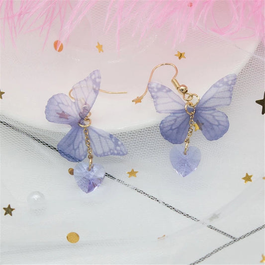 Realistic Butterfly Earrings Delicate Dangle Drop detail light beautiful Jewelry