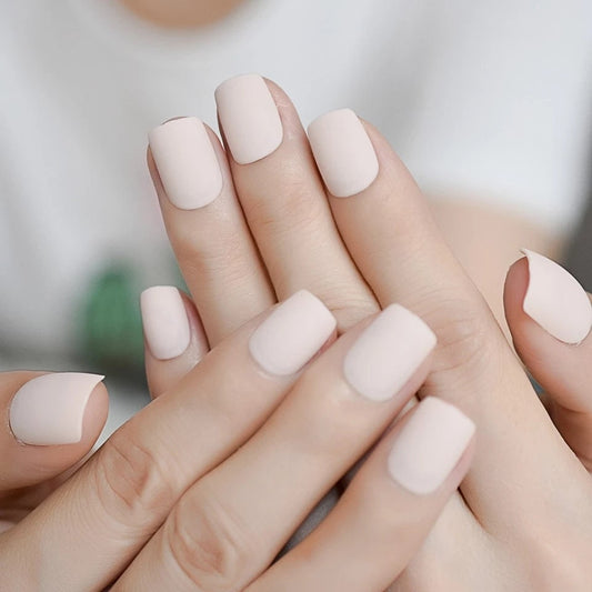 Short Press on Nails Set – 24 PCS Soft Matte Nude and Dusty Rose Pink Glue-On Manicure surethings
