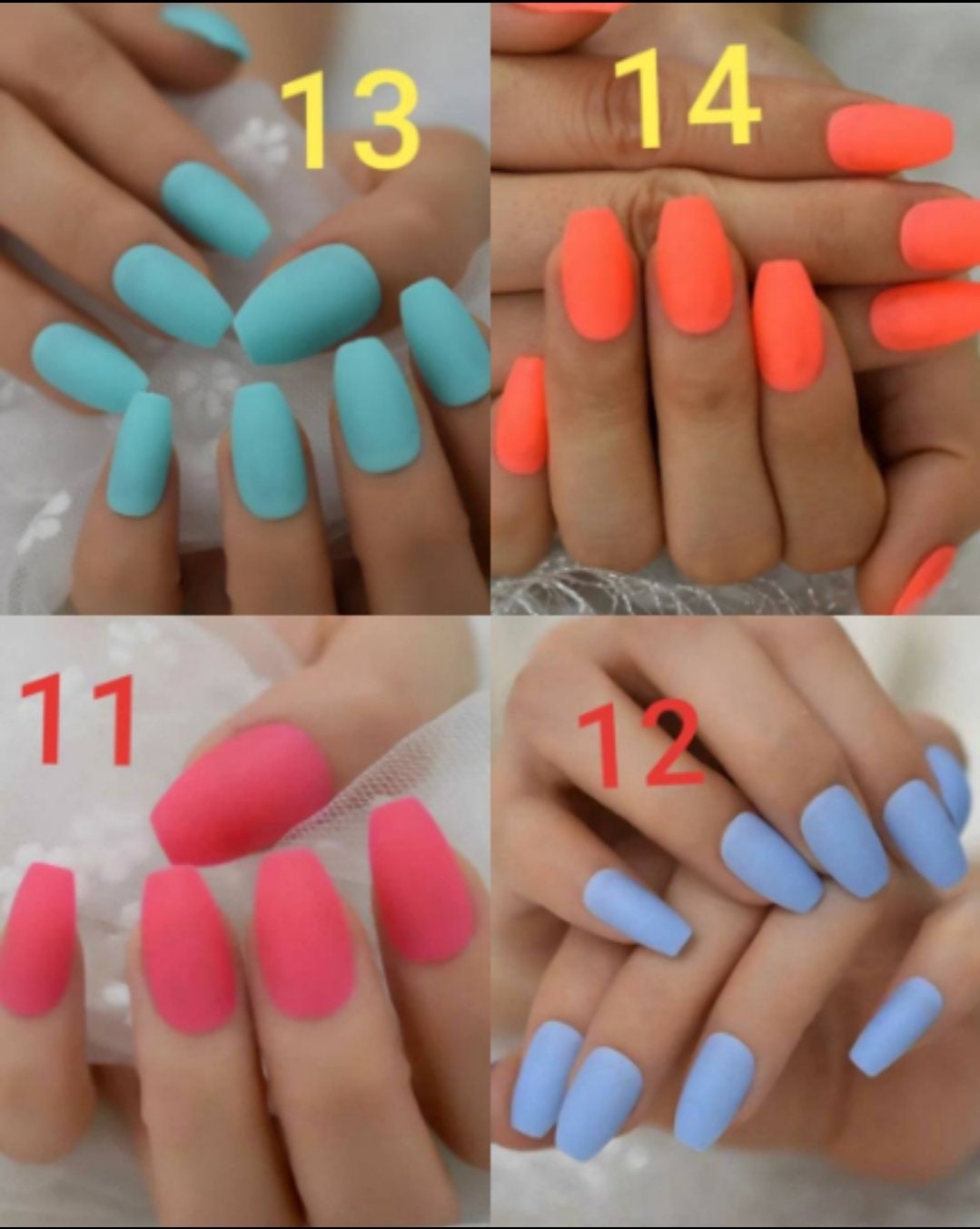 24 Medium Coffin Matte Long Press On Nails Glue on Pale pastel dark neon green etc