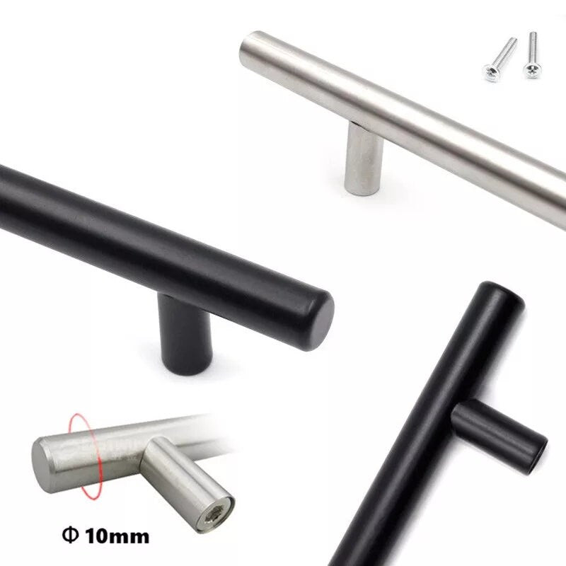 Sleek modern Cabinet Handles door pulls Matte Black Gold Or Silver Chrome shiny luxury drawer wardrobe hardware kitchen brushed nickel
