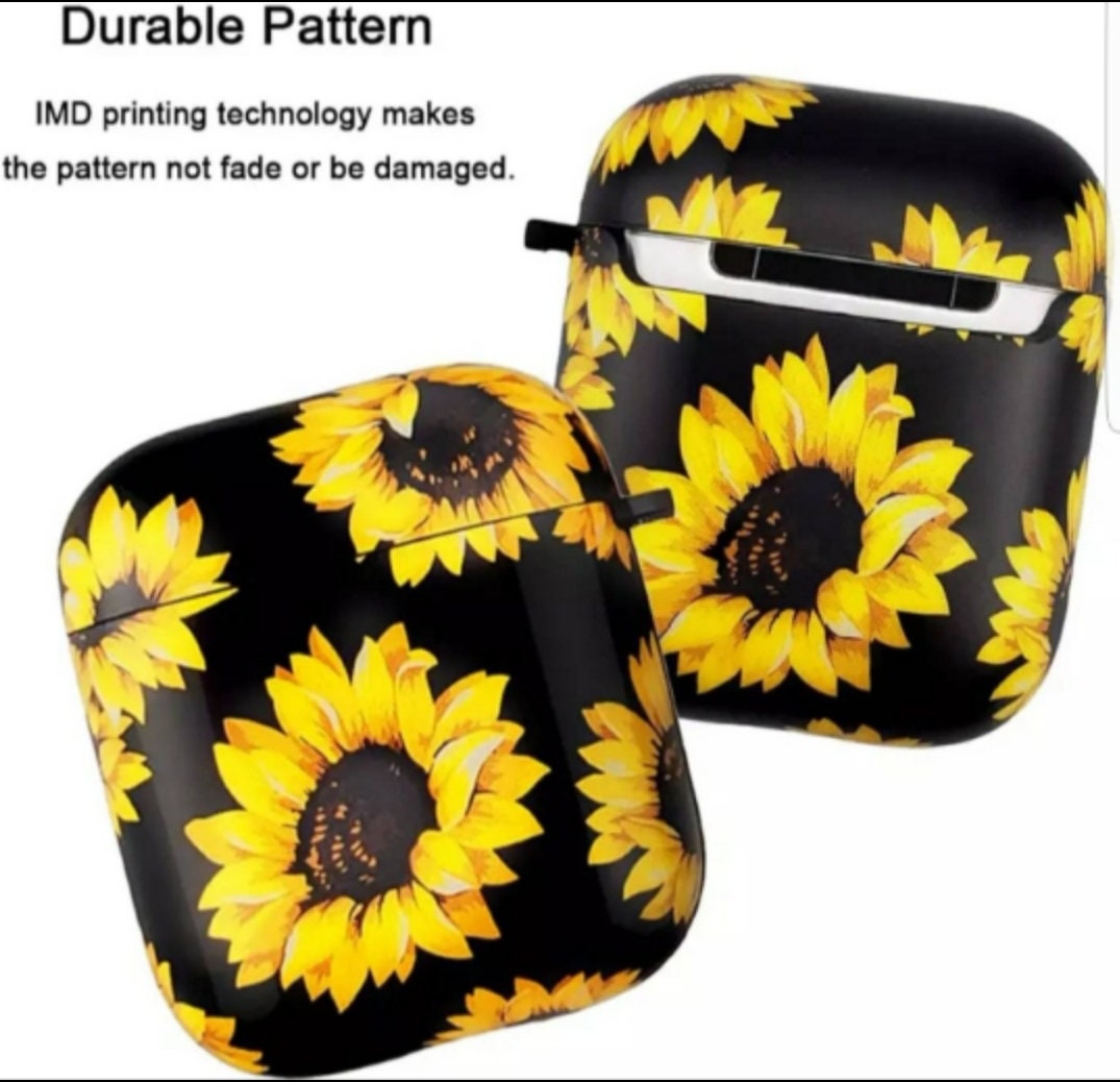 Sunflower Black Pom Pom Keychain Airpod Case 1 and 2 version