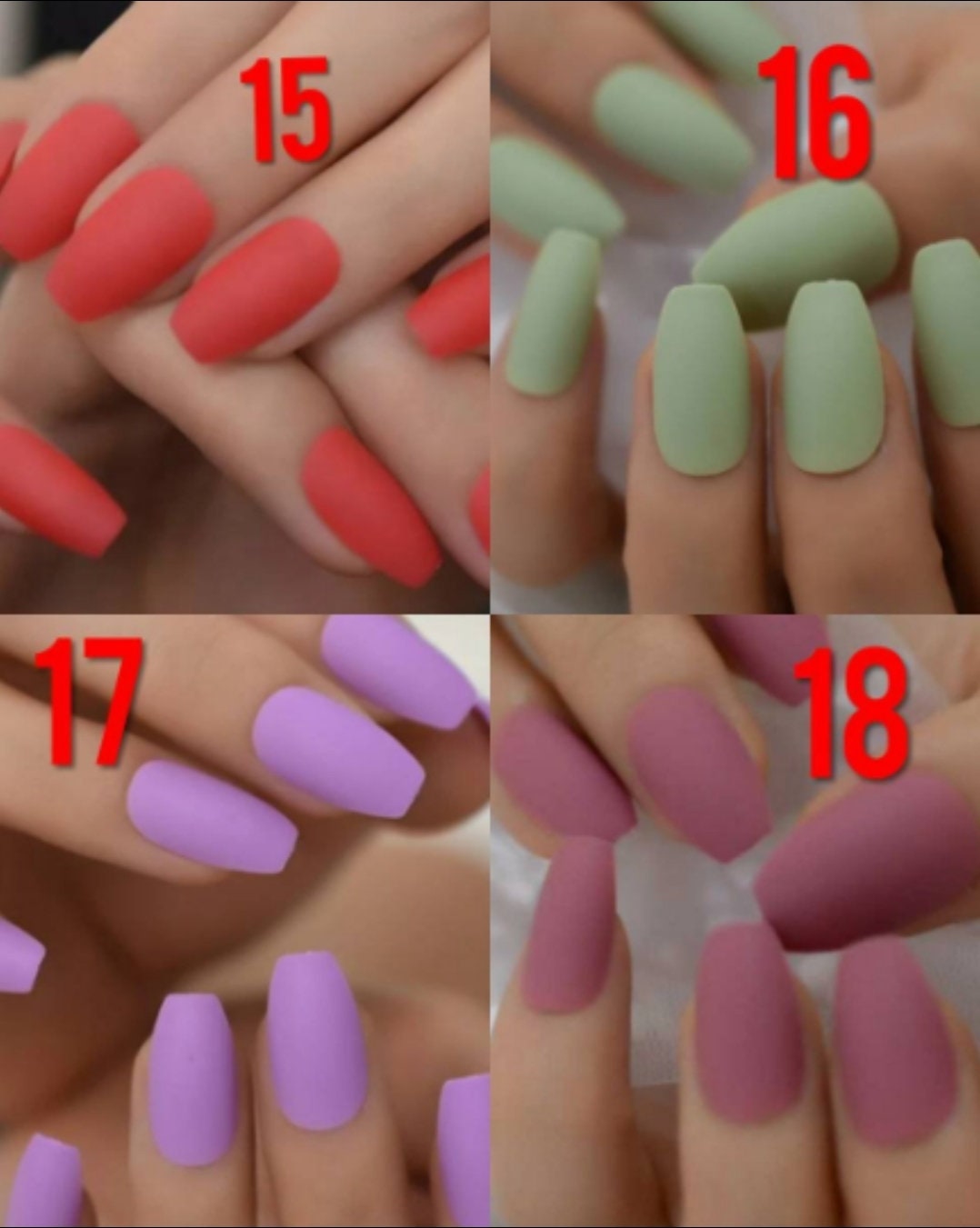 24 Medium Coffin Matte Long Press On Nails Glue on Pale pastel dark neon green etc