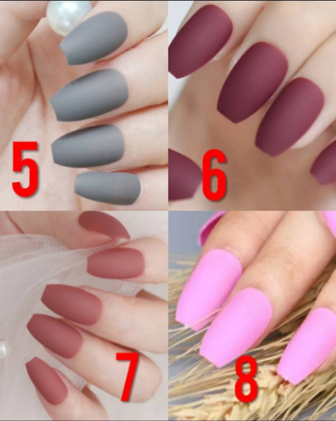 24 Medium Coffin Matte Long Press On Nails Glue on Pale pastel dark neon green etc
