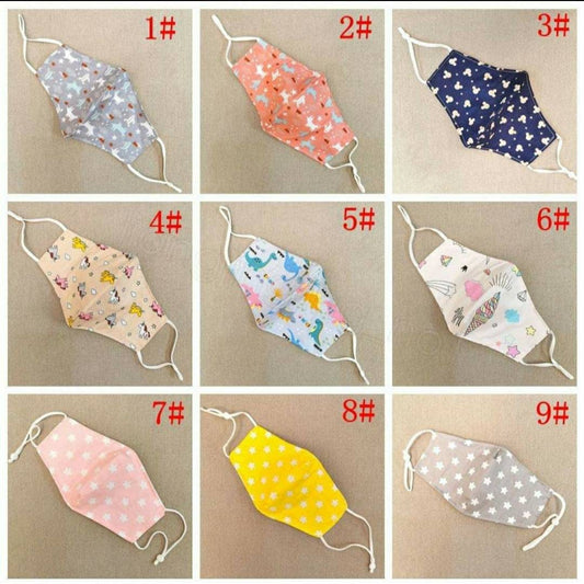 Kid Masks Cotton 2 Layer Machine Washable breathable multi pack affordable child mask Unicorn stars print multi color adjustable soft kids
