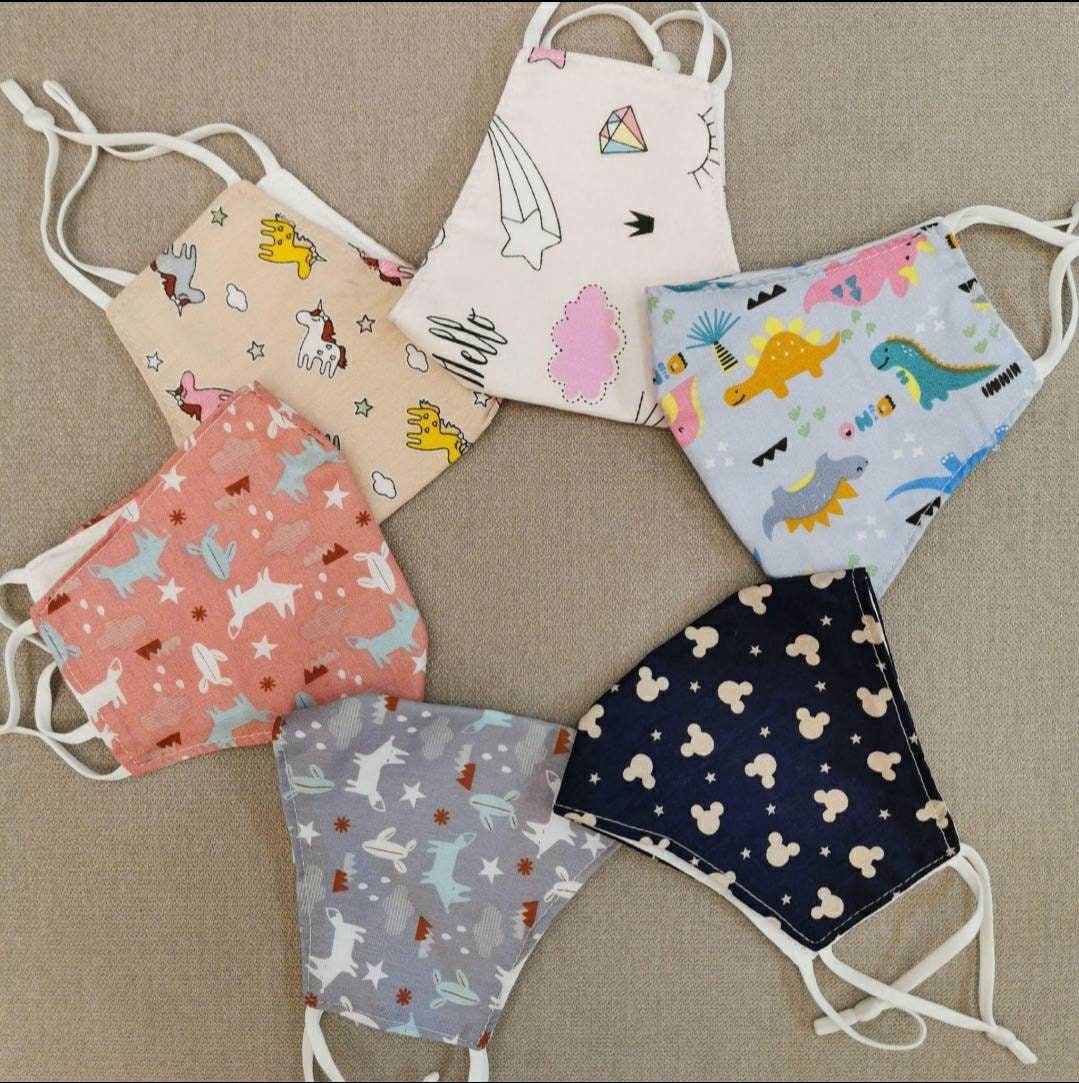 Kid Masks Cotton 2 Layer Machine Washable breathable multi pack affordable child mask Unicorn stars print multi color adjustable soft kids