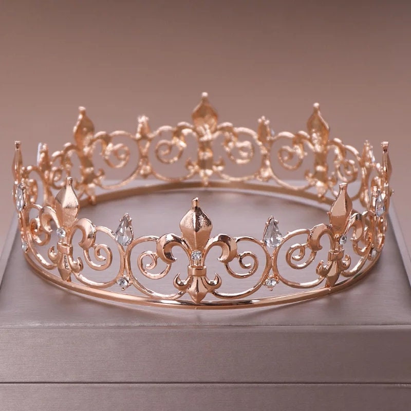 Mens unisex NOLA fleur de lis Gold or Silver King and Queen Crowns headdress