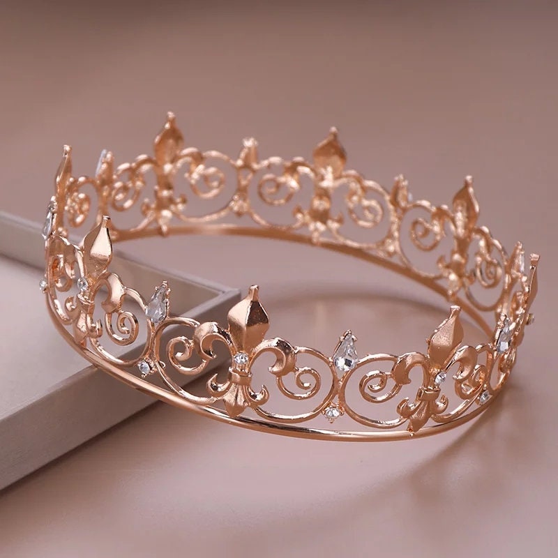 Mens unisex NOLA fleur de lis Gold or Silver King and Queen Crowns headdress