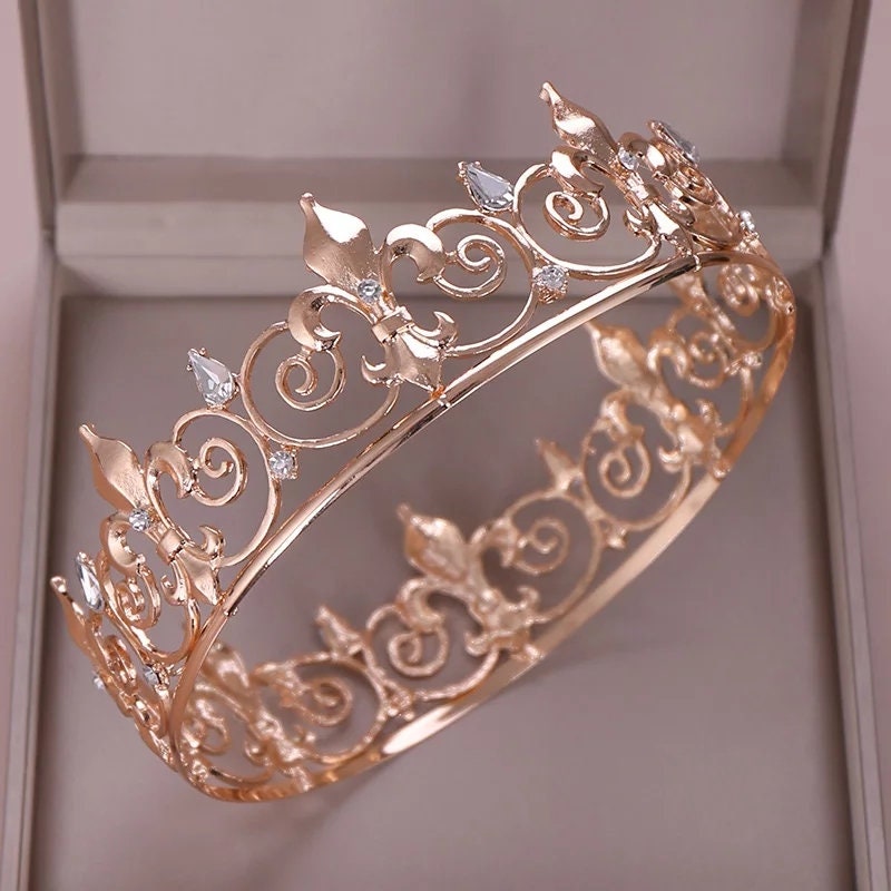 Mens unisex NOLA fleur de lis Gold or Silver King and Queen Crowns headdress