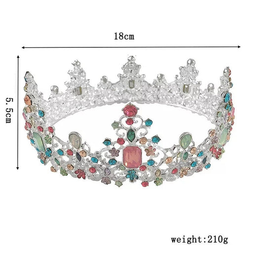 Multi Color Silver Baroque Princess Crowns Pastel Queen tall diadem headdress