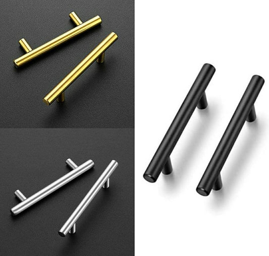Sleek modern Cabinet Handles door pulls Matte Black Gold Or Silver Chrome shiny luxury drawer wardrobe hardware kitchen brushed nickel