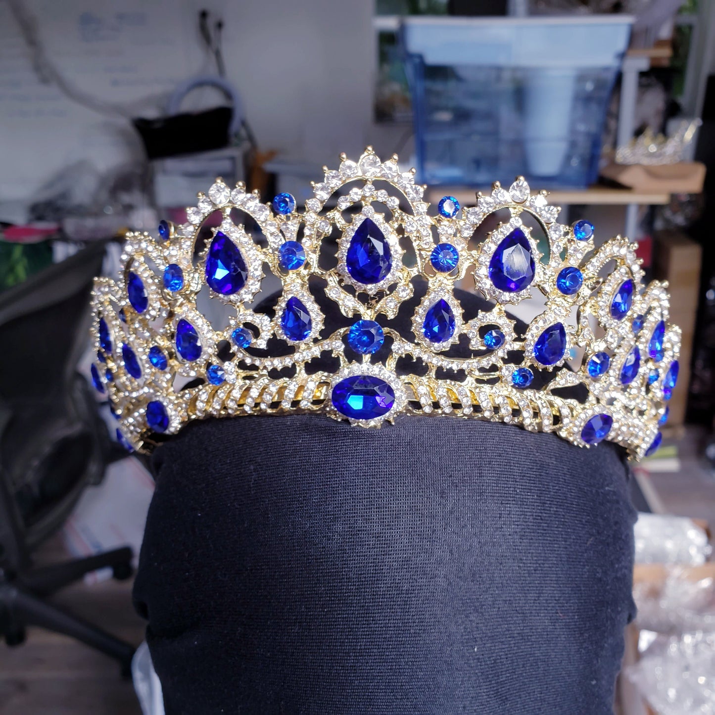 Blue sapphire Crystal Tiara Crown Detail Princess Queen headdress jewelry