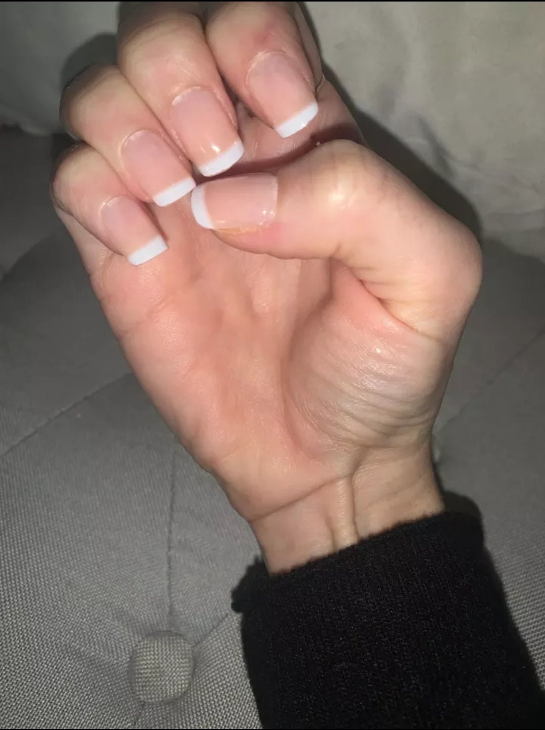 24 French mani White tip Short Press on nails glue on natural classic clean square pink nude