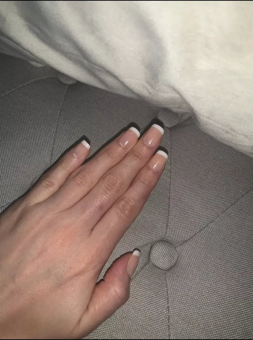 24 French mani White tip Short Press on nails glue on natural classic clean square pink nude