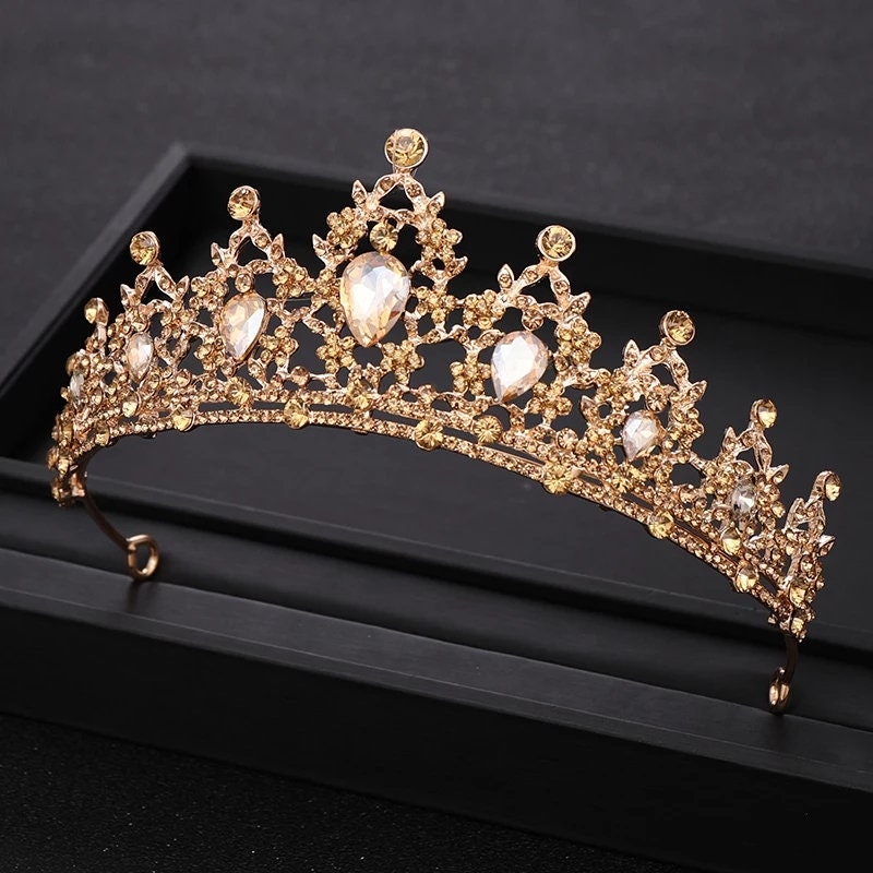 Gold princess crowns Queen headdress jewelry bridal Halloween cosplay diadem