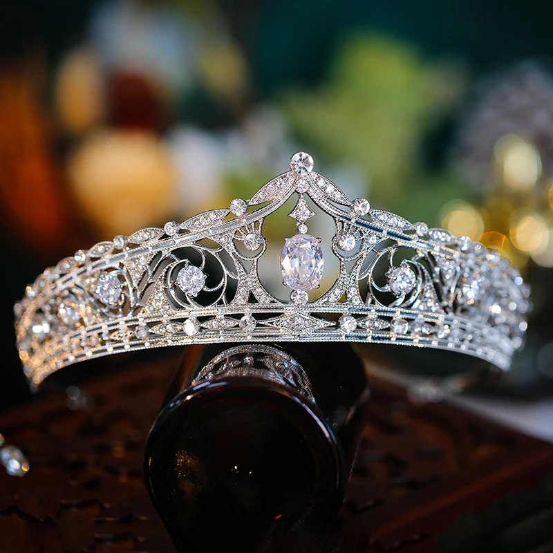 Silver Quinceanera Crowns Detailed Point princess Queen headdress jewelry