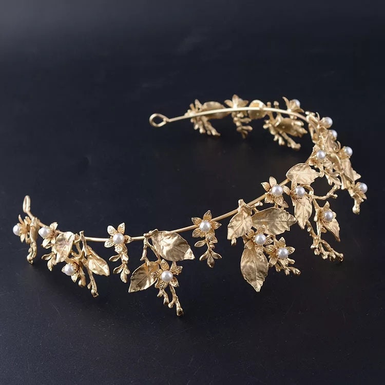 Gold Quinceanera Crowns King Queen headdress vine woodland bridal Halloween cosplay 