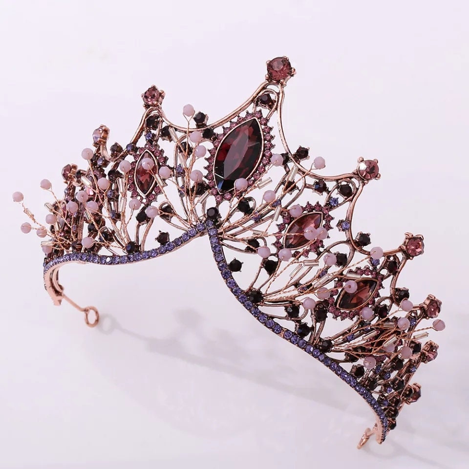 Vintage Baroque Dark Princess Tiara Goth Black Evil Queen tall headdress jewelry