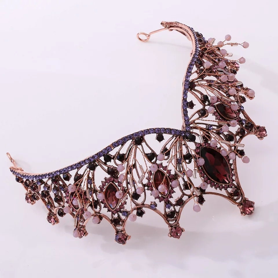 Vintage Baroque Dark Princess Tiara Goth Black Evil Queen tall headdress jewelry