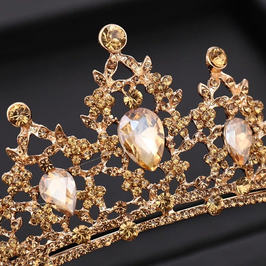 Gold princess crowns Queen headdress jewelry bridal Halloween cosplay diadem