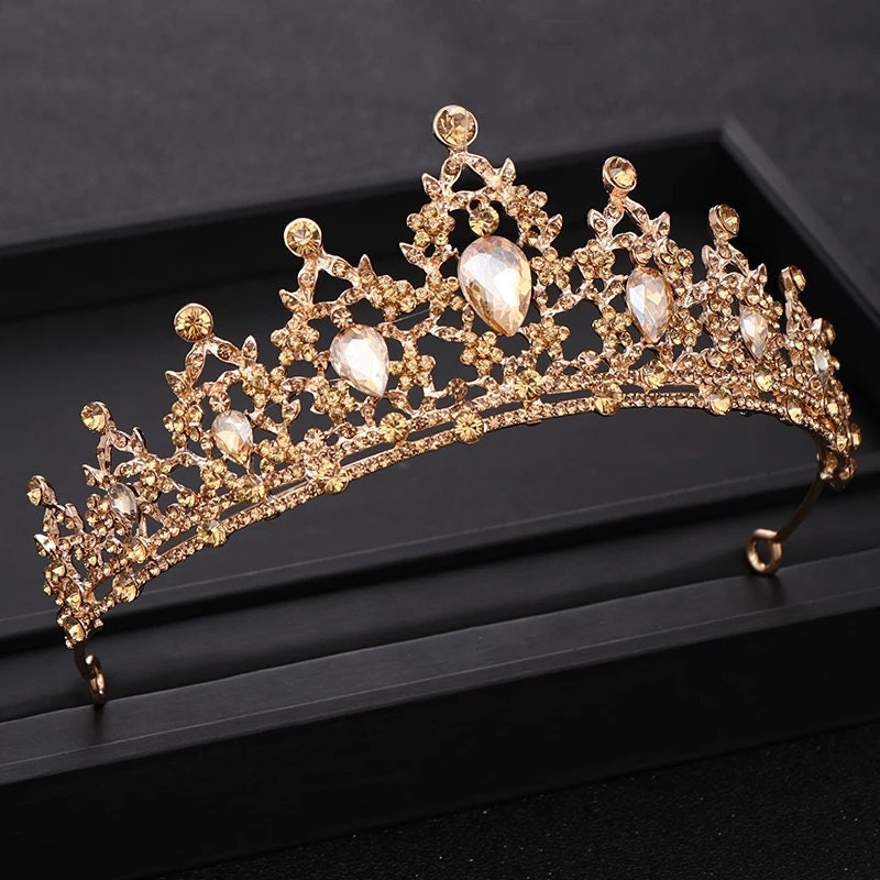 Gold princess crowns Queen headdress jewelry bridal Halloween cosplay diadem