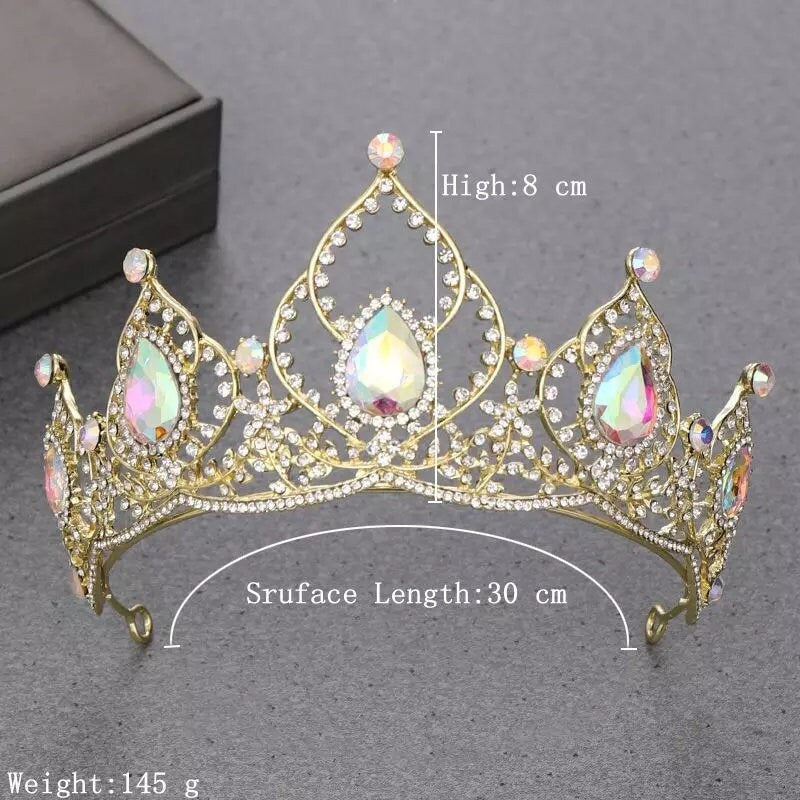 Tall Champagne Crystal Crown Queen Headpiece Wedding Tiara Diadem surethings