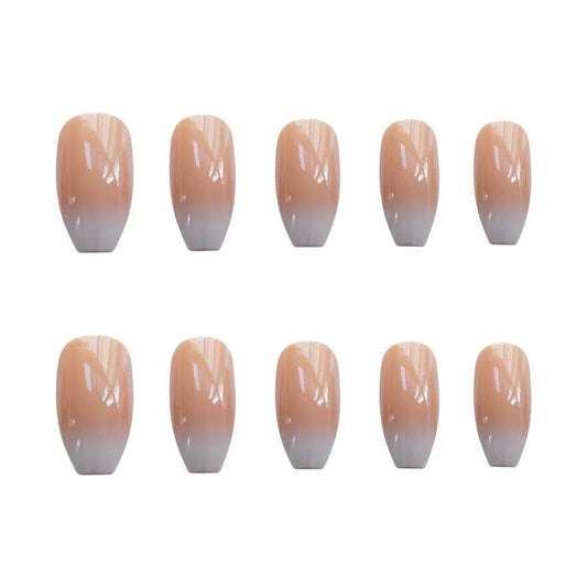 White Ombre Gray Coffin Long Press On Nails – Medium Length Edgy Goth Nails surethings