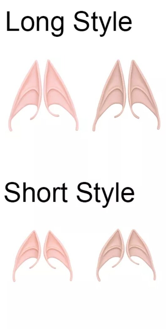 Pair Elf ears pale or tan latex flexible pointed elven faerie anime cosplay fantasy