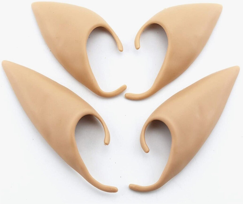 Pair Elf ears pale or tan latex flexible pointed elven faerie anime cosplay fantasy
