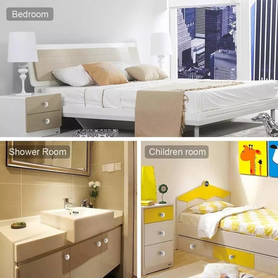 Crystal Knob Cabinet Handles door pull Silver Chrome shiny luxury drawer wardrobe hardware kitchen bathroom