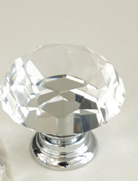 Crystal Knob Cabinet Handles door pull Silver Chrome shiny luxury drawer wardrobe hardware kitchen bathroom