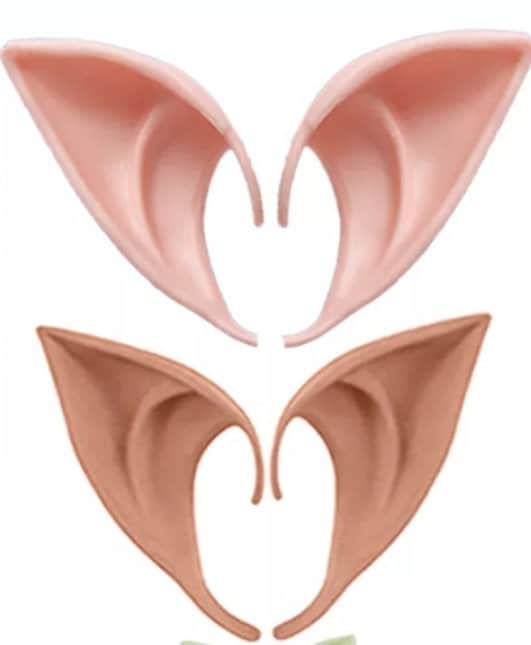 Pair Elf ears pale or tan latex flexible pointed elven faerie anime cosplay fantasy