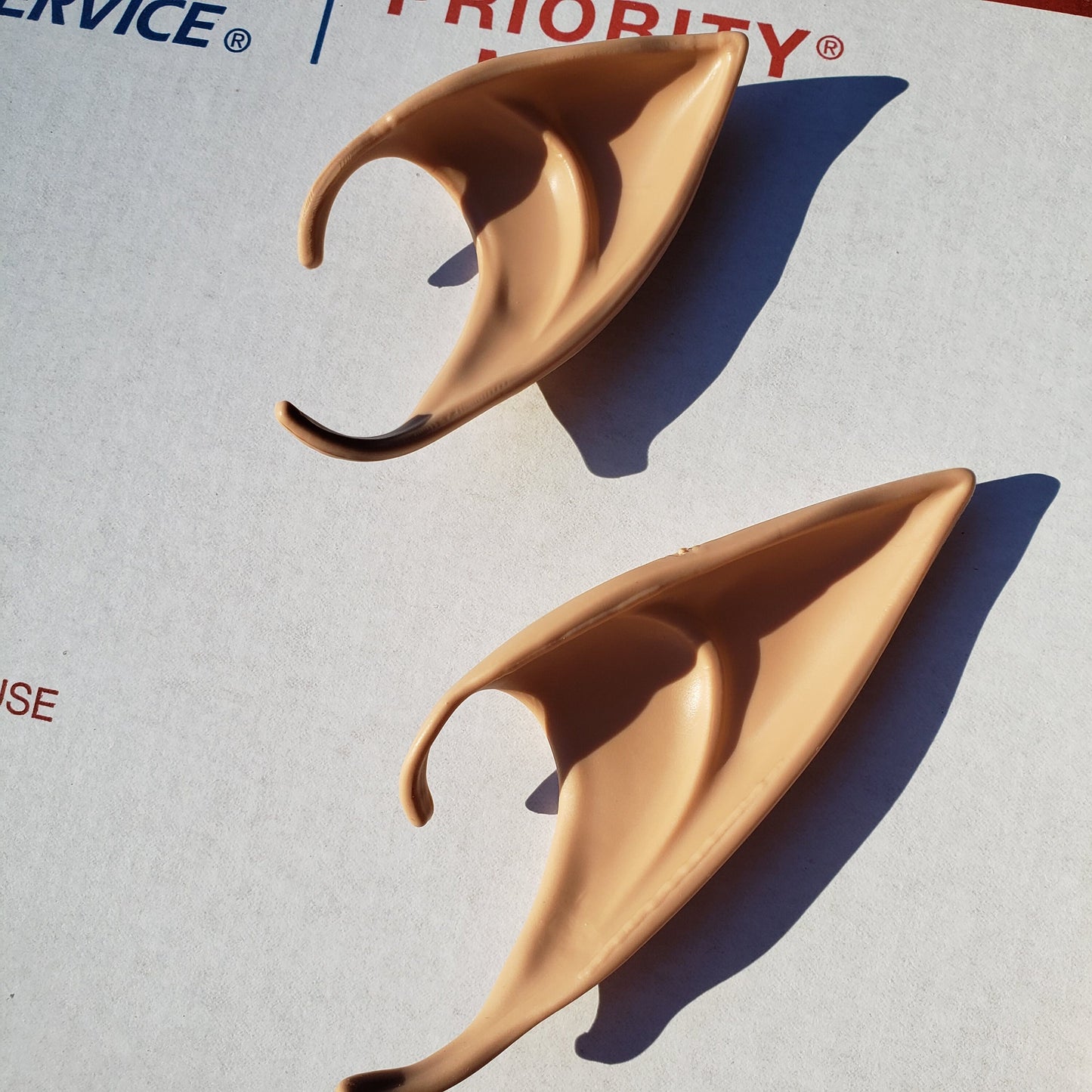 Pair Elf ears pale or tan latex flexible pointed elven faerie anime cosplay fantasy
