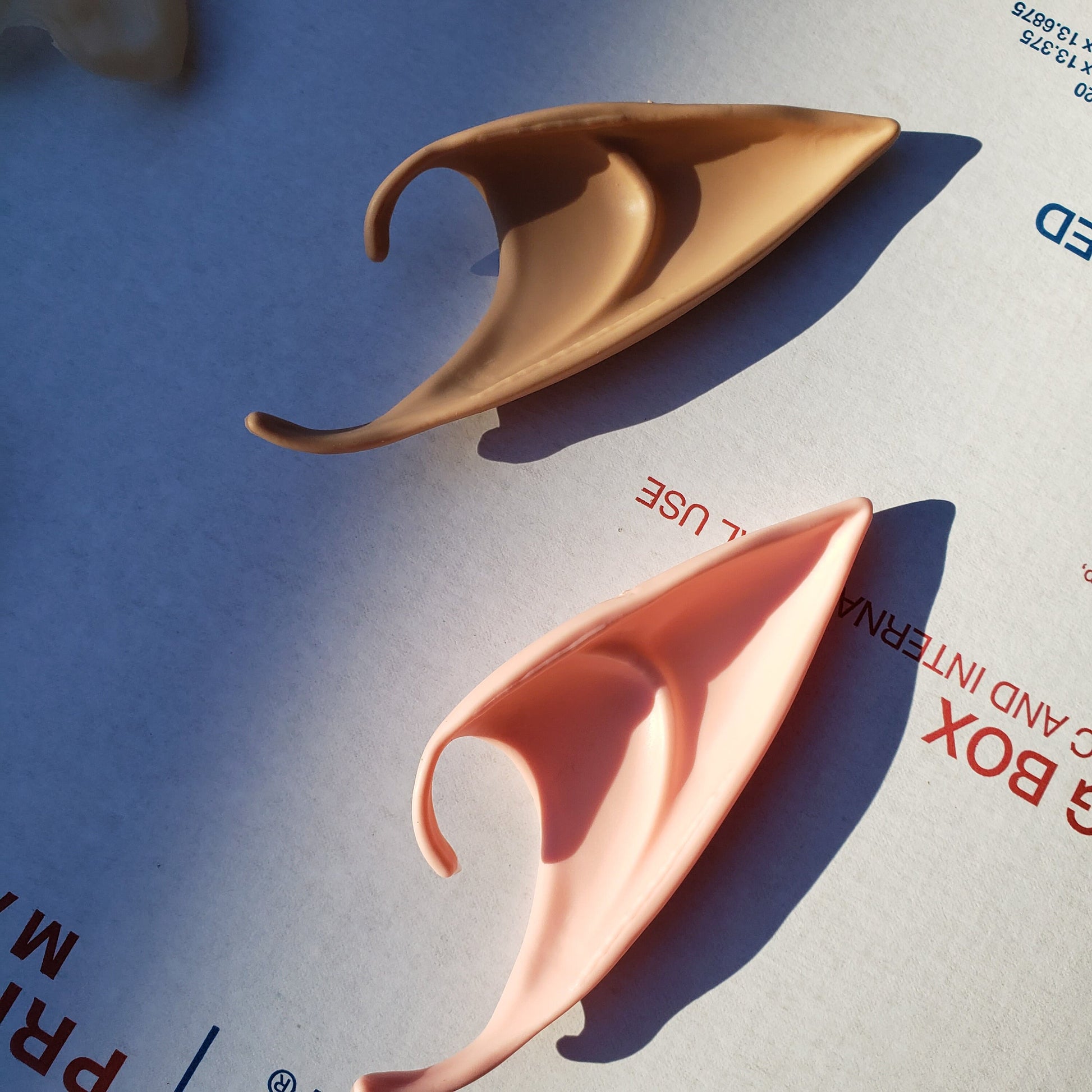 Pair Elf ears pale or tan latex flexible pointed elven faerie anime cosplay fantasy