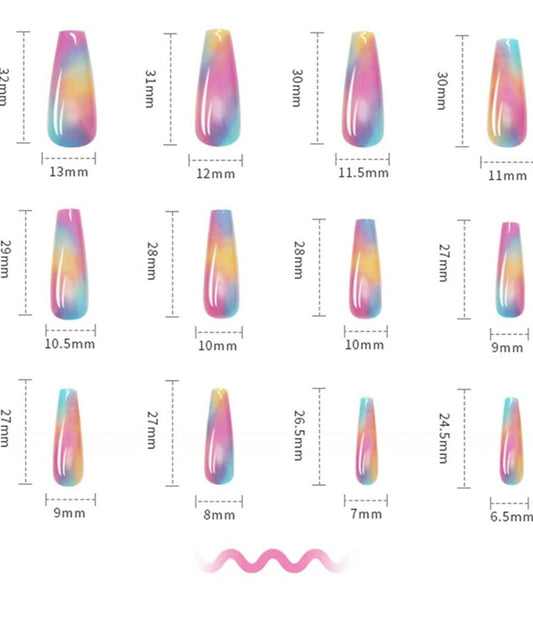 24 Cotton Candy Ombre Long press on nails glue on kit kawaii cute Multicolor
