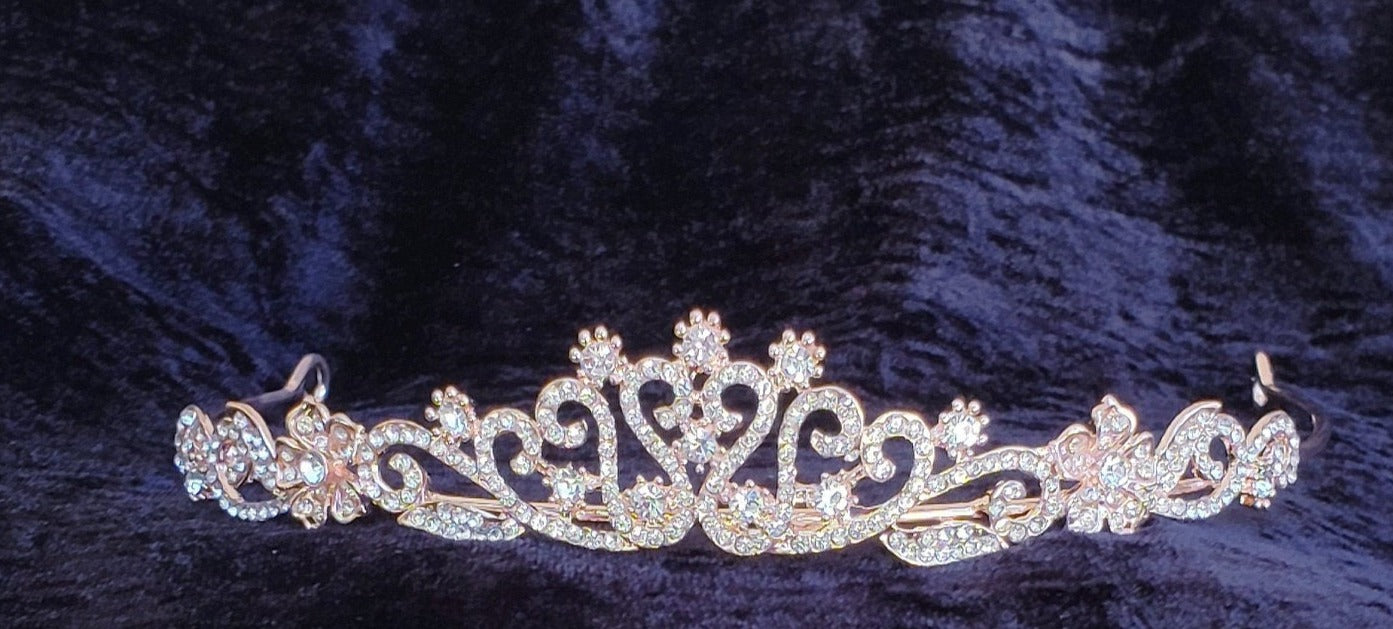Small Rose Gold Tiara Crown  Princess Queen metal bridal Halloween cosplay diadem